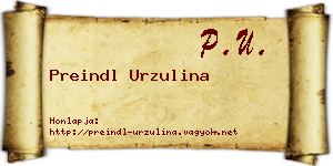 Preindl Urzulina névjegykártya